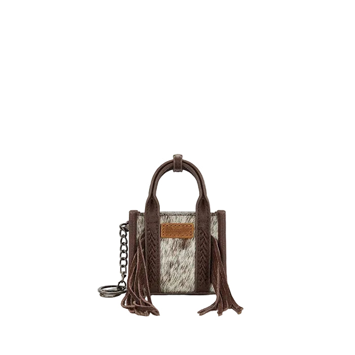 Cowhide Mini Fringe Tote - Coffee