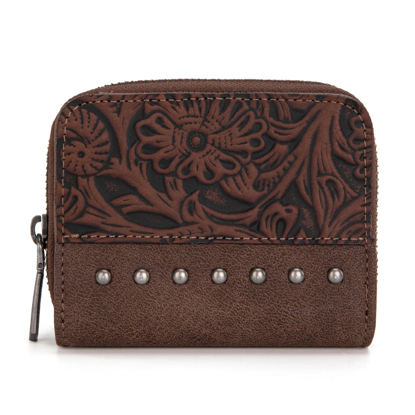 Western Tooled Wallet - Coffee