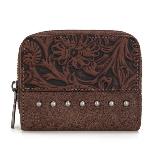 Western Tooled Wallet - Coffee