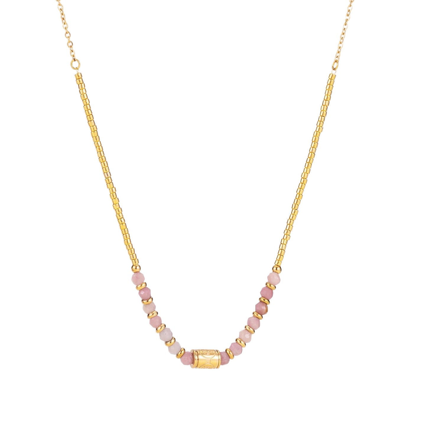 14K Chain Boho Necklace - Pink