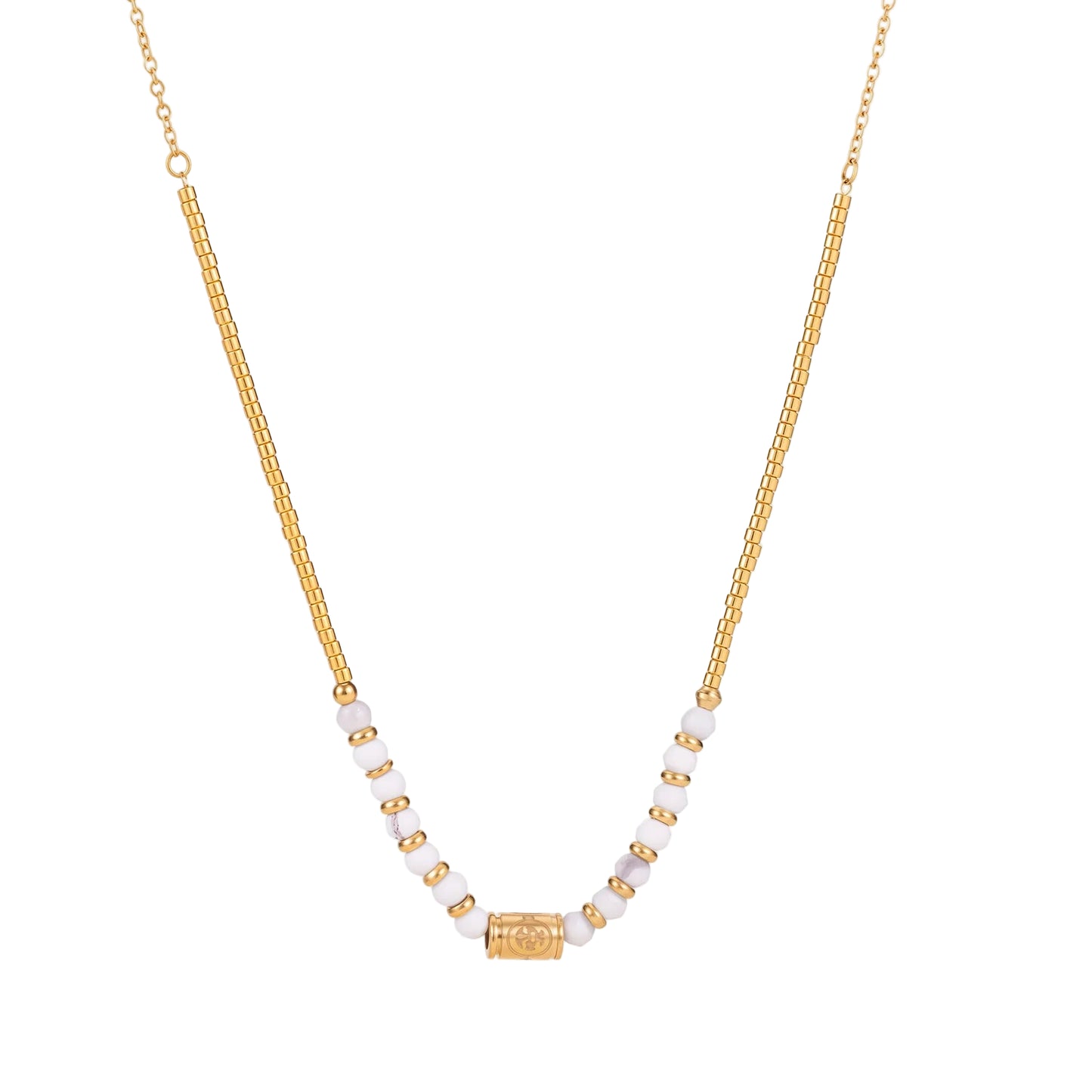 14K Chain Boho Necklace - White