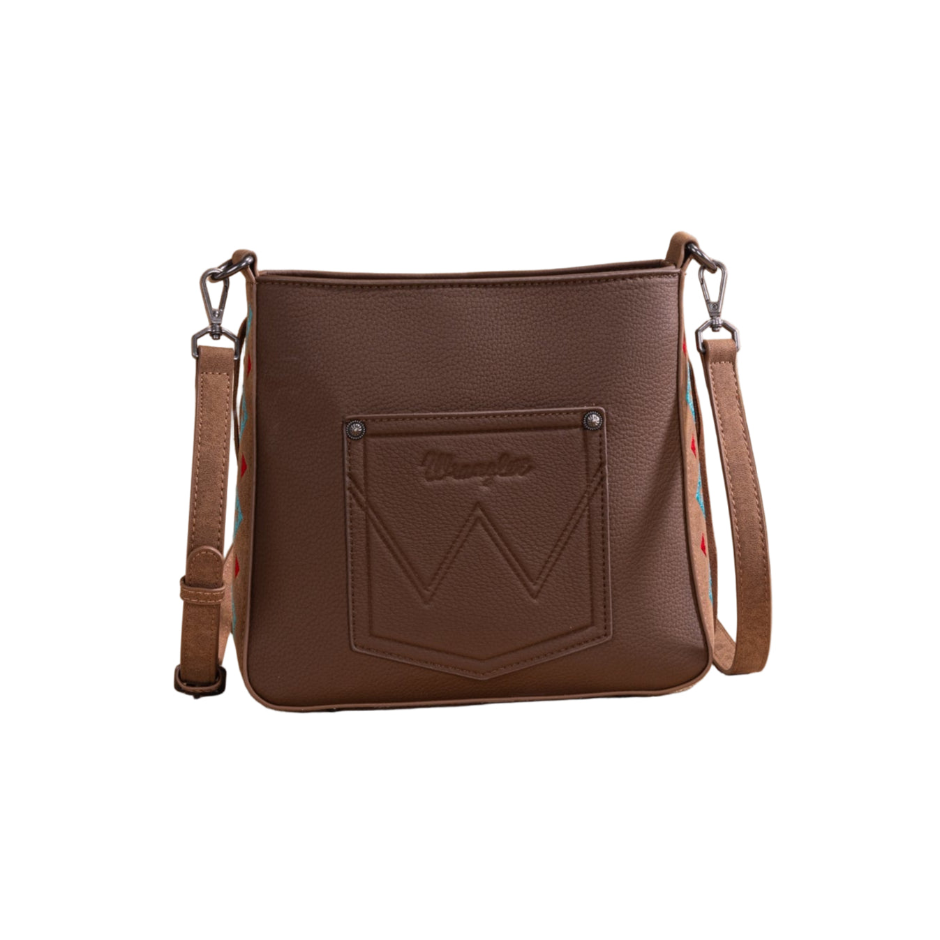 Embroidered Fringe Crossbody - Brown