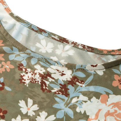Floral Print Mesh L/S