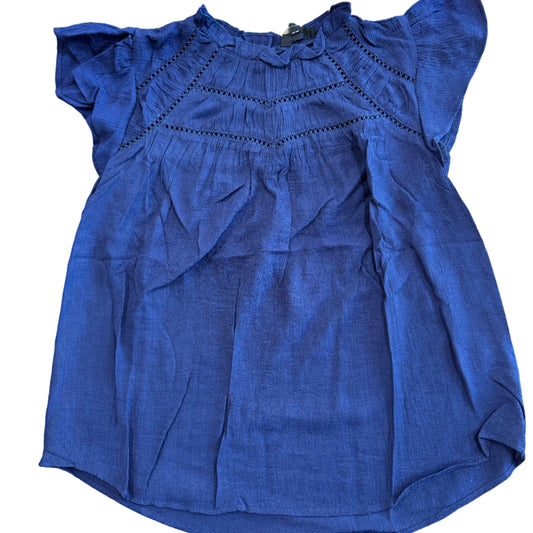 Navy Lace Trim Top