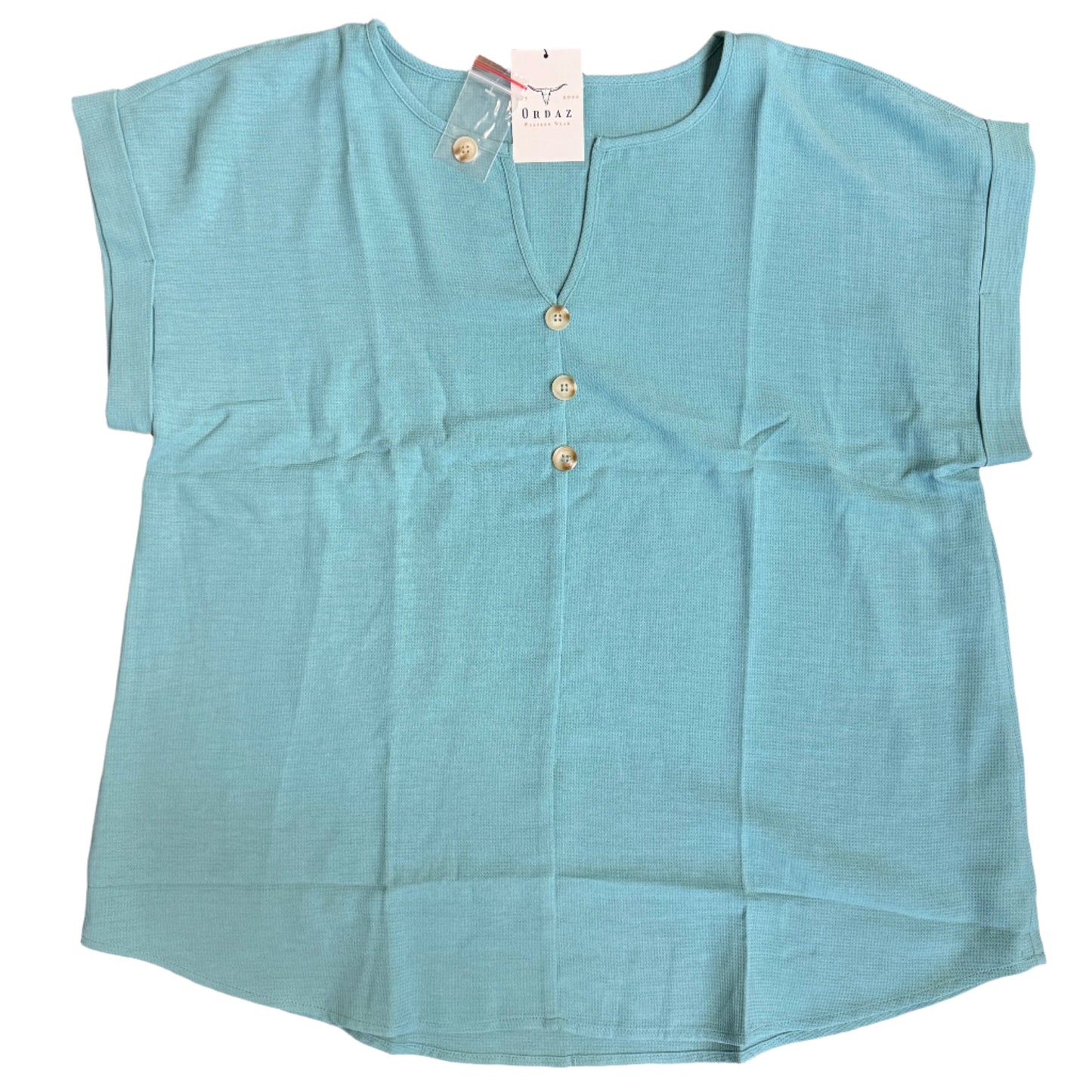 Mint Button Front Top