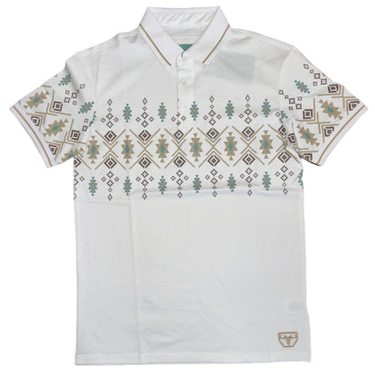 Aztec Polo - White/Tan