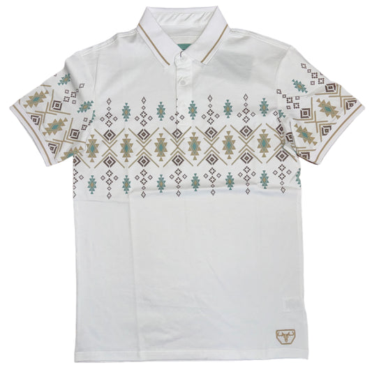 Aztec Polo - White/Tan