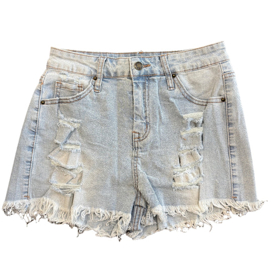 Ripped Hem High Waist Shorts