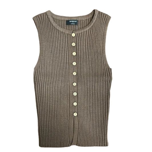 Ribbed Sleeveless Button Top