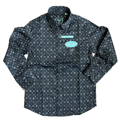 Kids' Monogram Digital L/S - Black