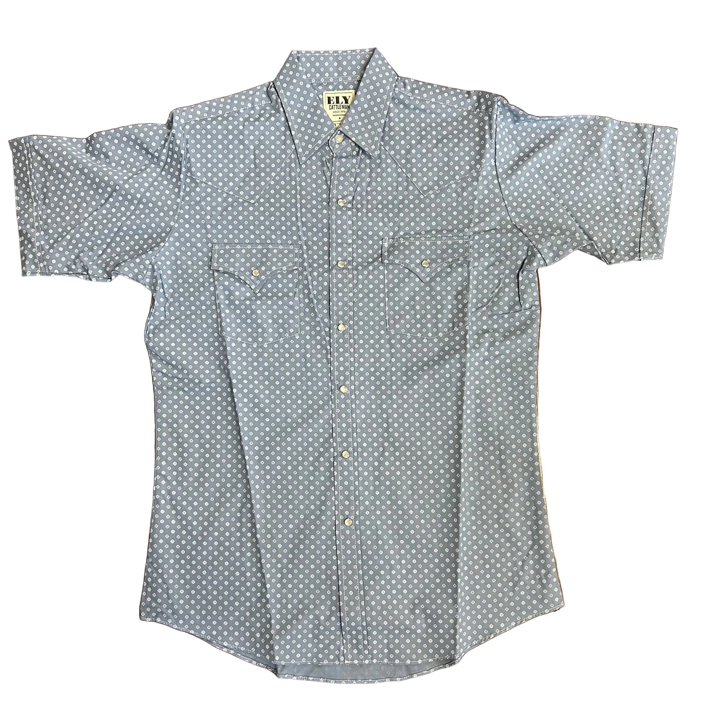 Dusty Blue/White Geo Print S/S