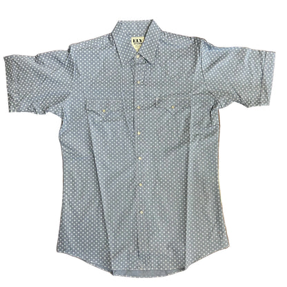 Dusty Blue/White Geo Print S/S