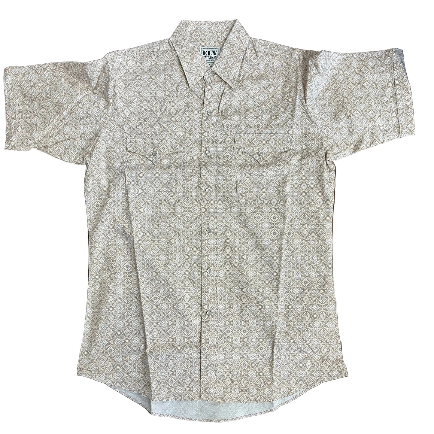 Tan/White All Over Print S/S