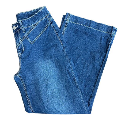 Stitched Waist Loose Cuffed Jeans
