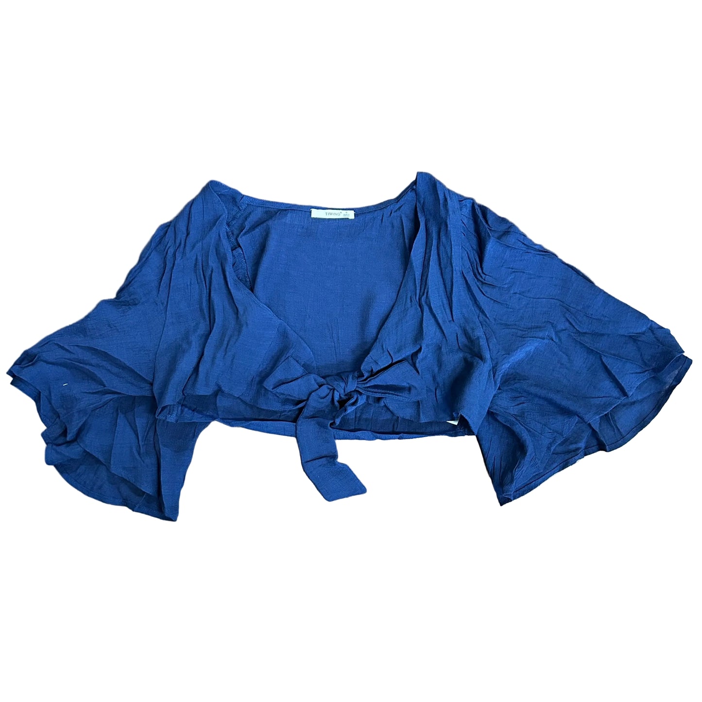 Essential Front Tie Crop Top - Navy