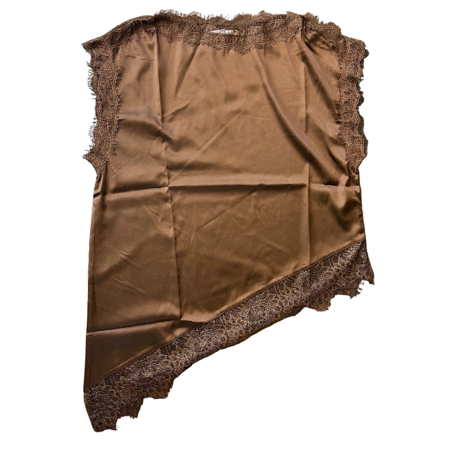 Lace Trimmed Satin Asymmetric Top