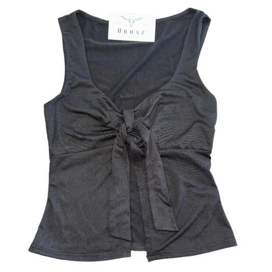Black Front Tie Top