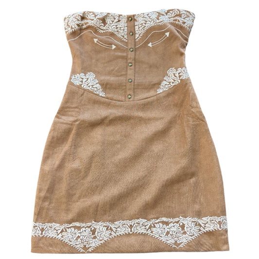 Embroidered Suede Mini Dress