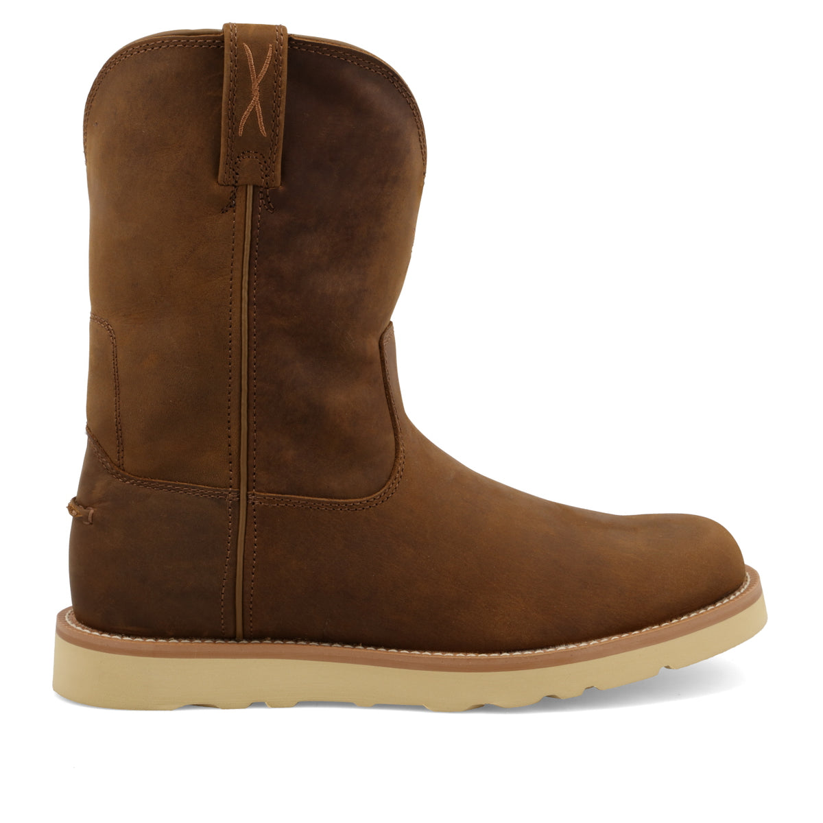 10" Work Pull On Wedge Sole Boot - Distressed Saddle