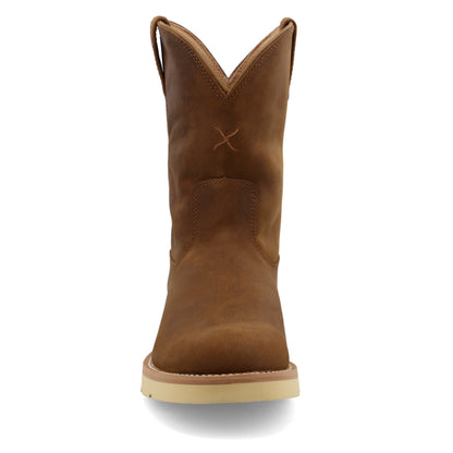 10" Work Pull On Wedge Sole Boot - Distressed Saddle