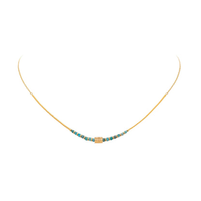 14K Chain Boho Necklace - Turquoise
