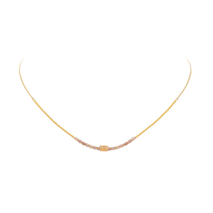 14K Chain Boho Necklace - Pink