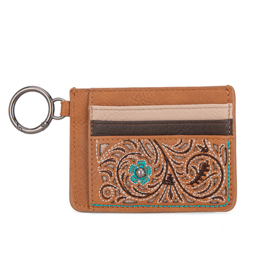 Floral Mini Card Case - Brown