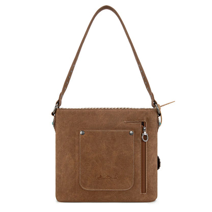 Embossed Hobo Bag - Brown