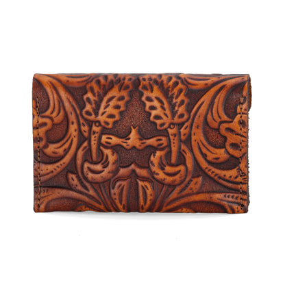 Tooled Mini Card Case - Brown