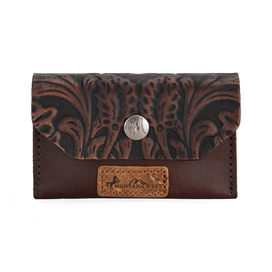 Tooled Mini Card Case - Coffee