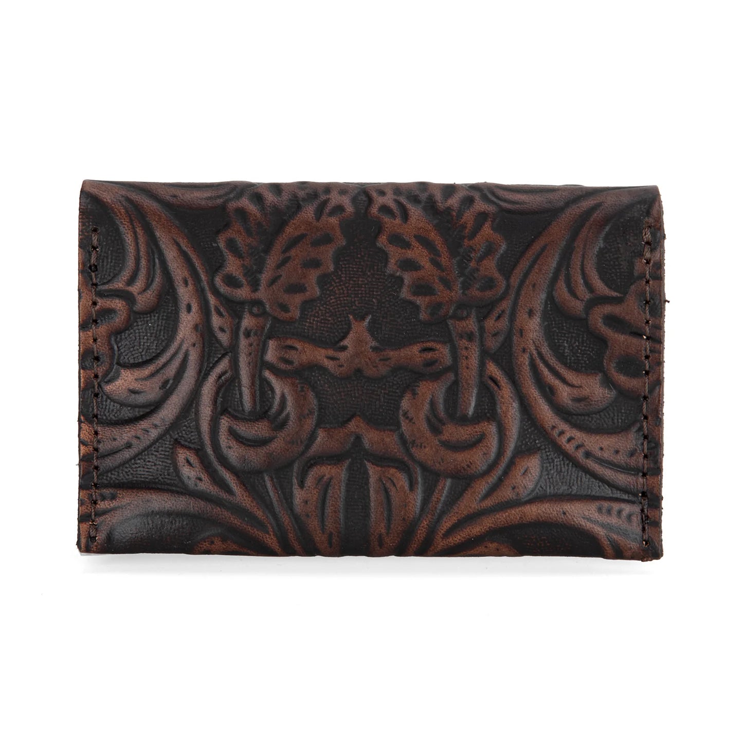 Tooled Mini Card Case - Coffee