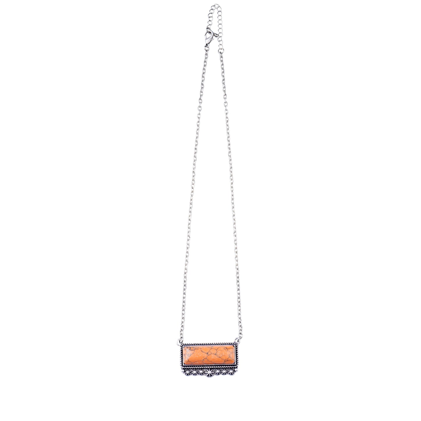 Western Rectangle Stone Necklace - Orange