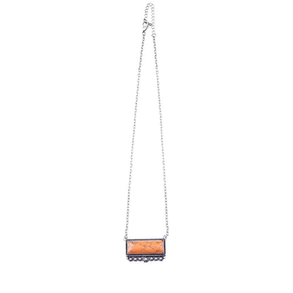 Western Rectangle Stone Necklace - Orange