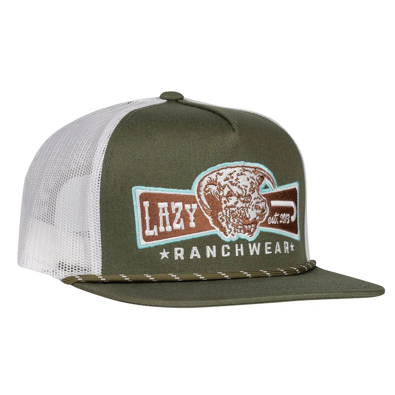 Olive & White Diamond Banner Hat