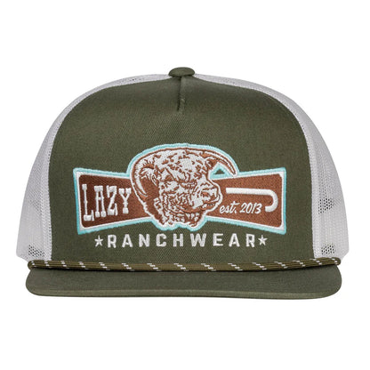 Olive & White Diamond Banner Hat