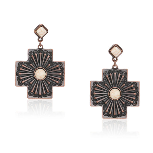 Cross Shape Earrings - White