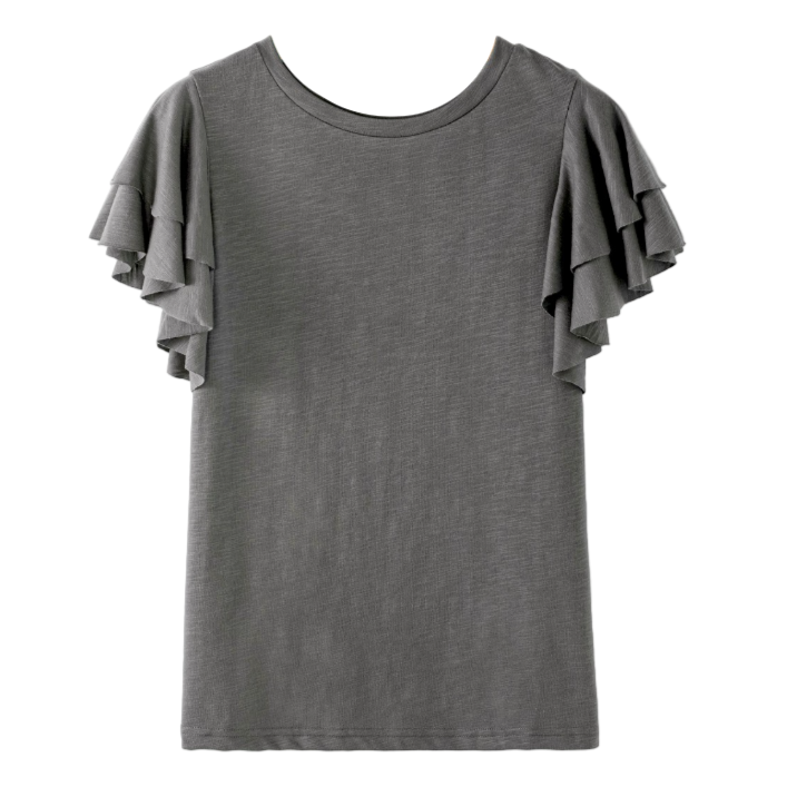 Dark Grey Ruffle Top