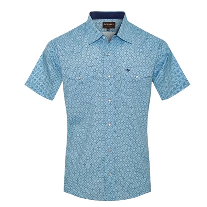 Blue Aztec Western Pearl Snap