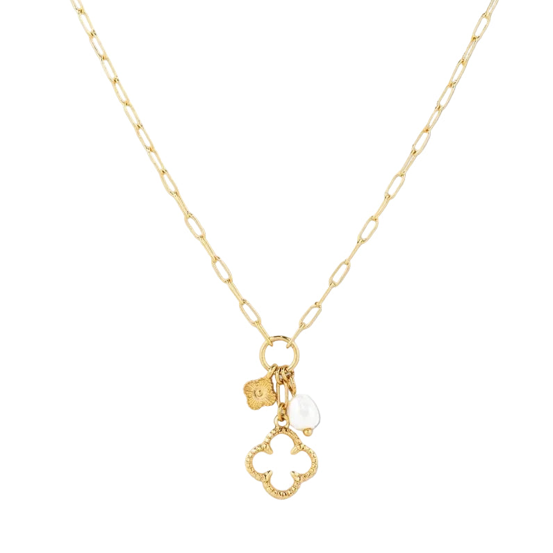 Mop Clover Triple Charm Necklace