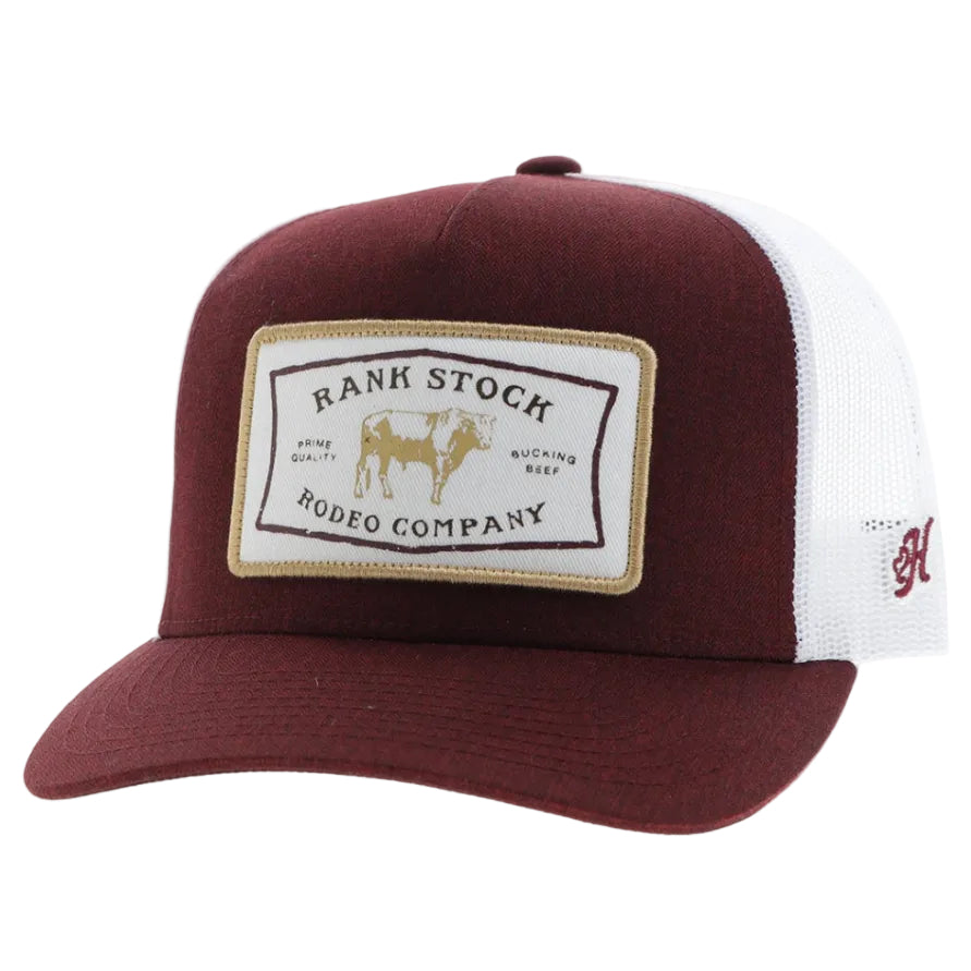 "Rank Stock" Hat Maroon/White w/Rectangle Patch