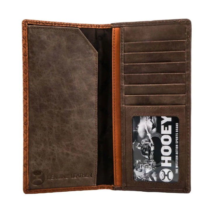 "Hands Up Basket Weave" Rodeo Hooey Wallet Tan