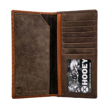 "Hands Up Basket Weave" Rodeo Hooey Wallet Tan