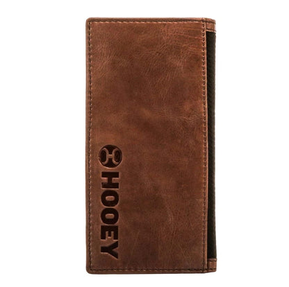 "Hooey Classic Roughout" Rodeo Hooey Wallet Brown Leather -Basket Weave Embossed
