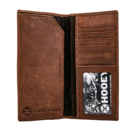 "Hooey Classic Roughout" Rodeo Hooey Wallet Brown Leather -Basket Weave Embossed