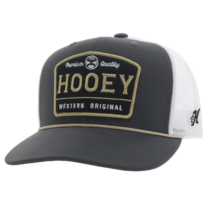 "Trip" Hooey Hat Charcoal/White w/Black/ Gold Patch