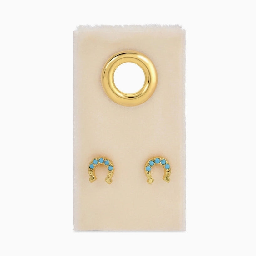 Light Blue Horseshoe Studs