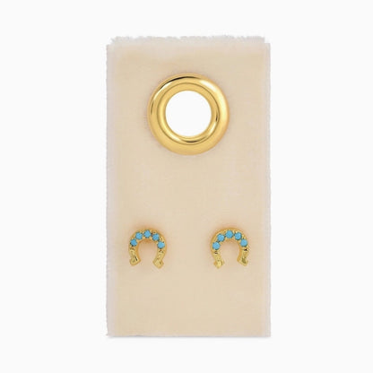 Light Blue Horseshoe Studs