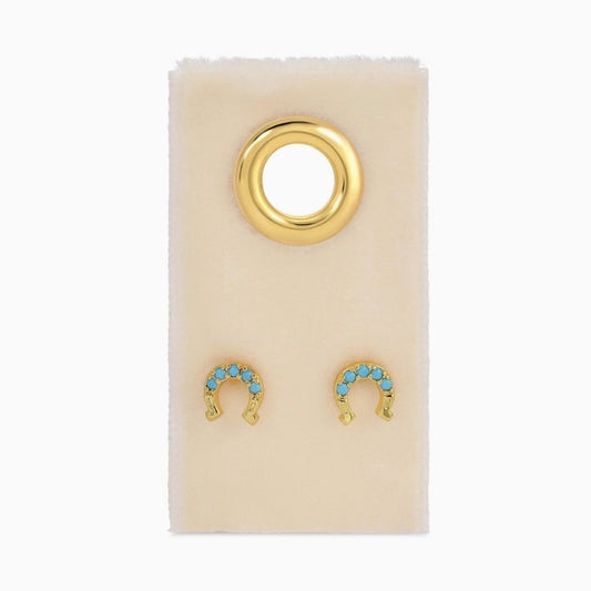 Light Blue Horseshoe Studs