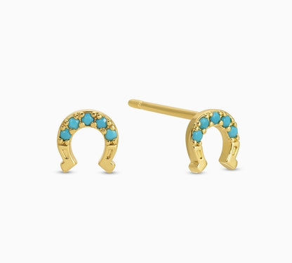 Light Blue Horseshoe Studs