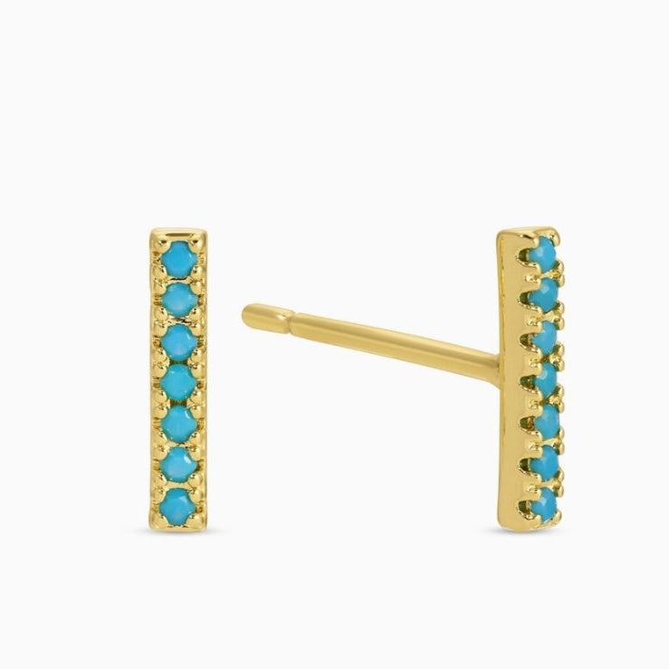 Light Blue Pavé Bar Studs